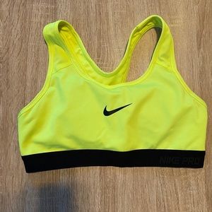 Nike pro dri fit padded bra, volt neon, small